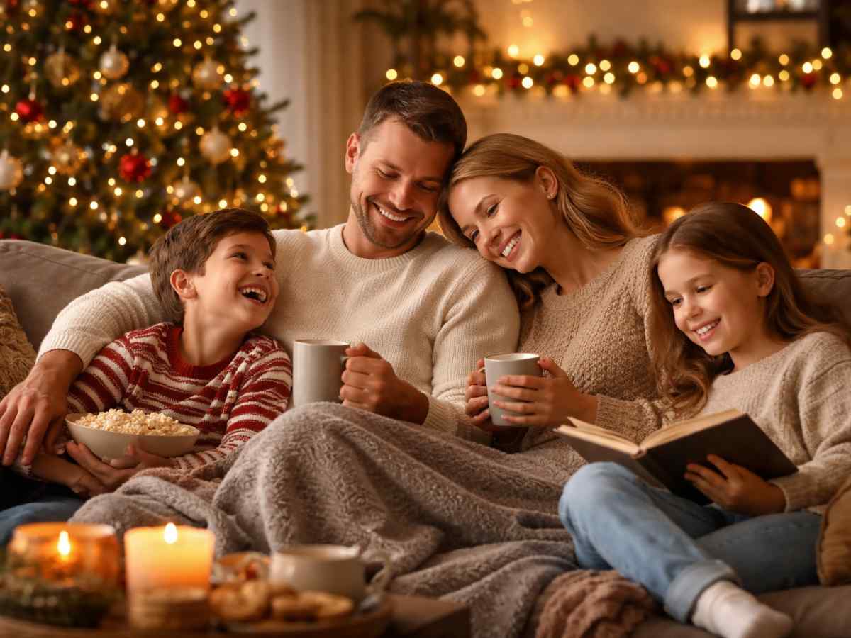 Familia feliz en navidad 